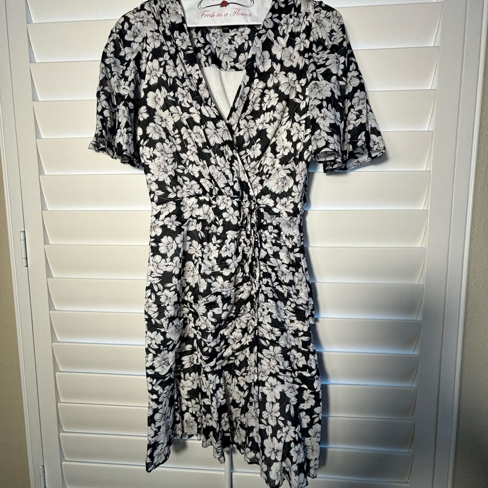 Alex Marie Flutter Sleeve Blue Floral Cotton Dress Sz 2